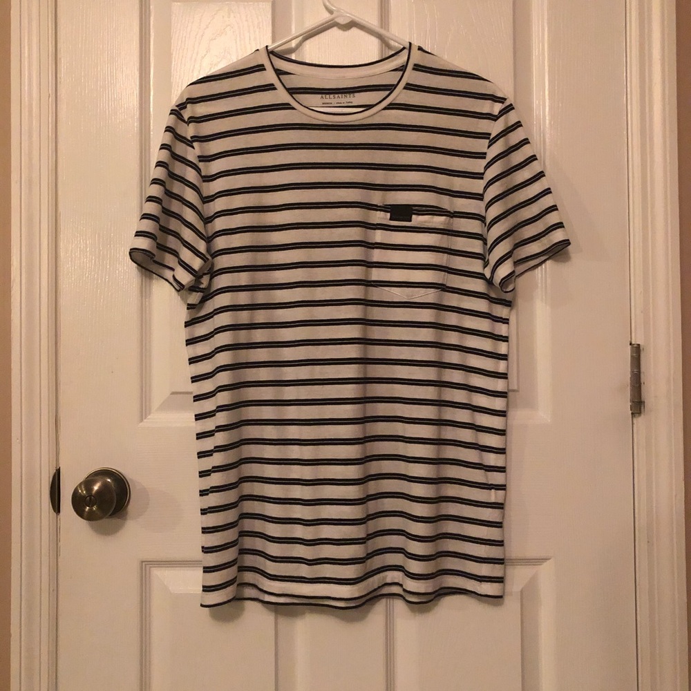❌SOLD❌ All Saints Black & White Striped Tee Medium